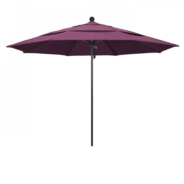 California Umbrella 11' Black Aluminum Market Patio Umbrella, Sunbrella Iris 194061333556 - main